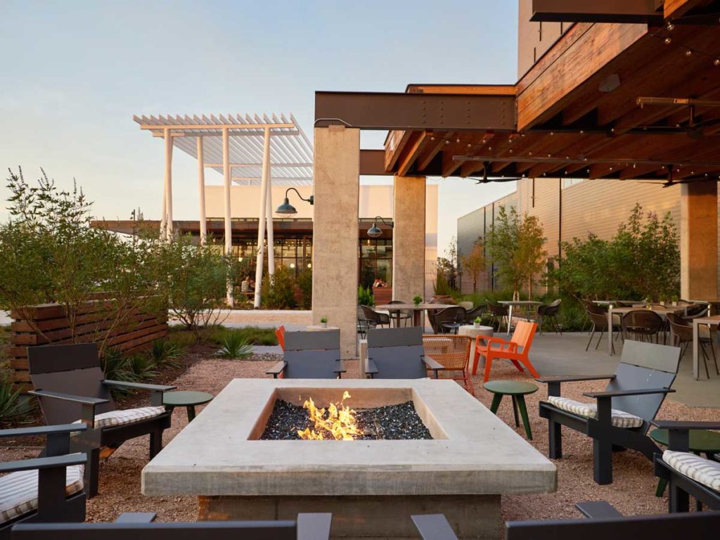 Campfire patio seating area.