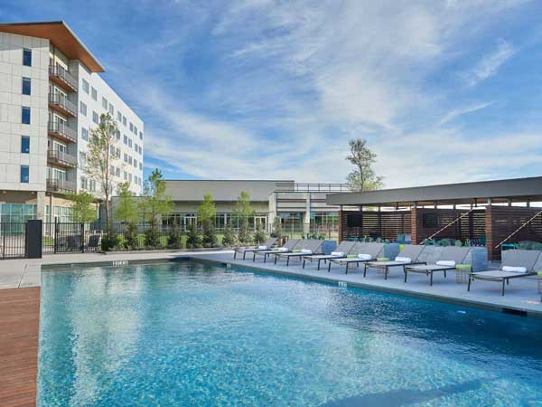 The Stella pool with lounge chairs.