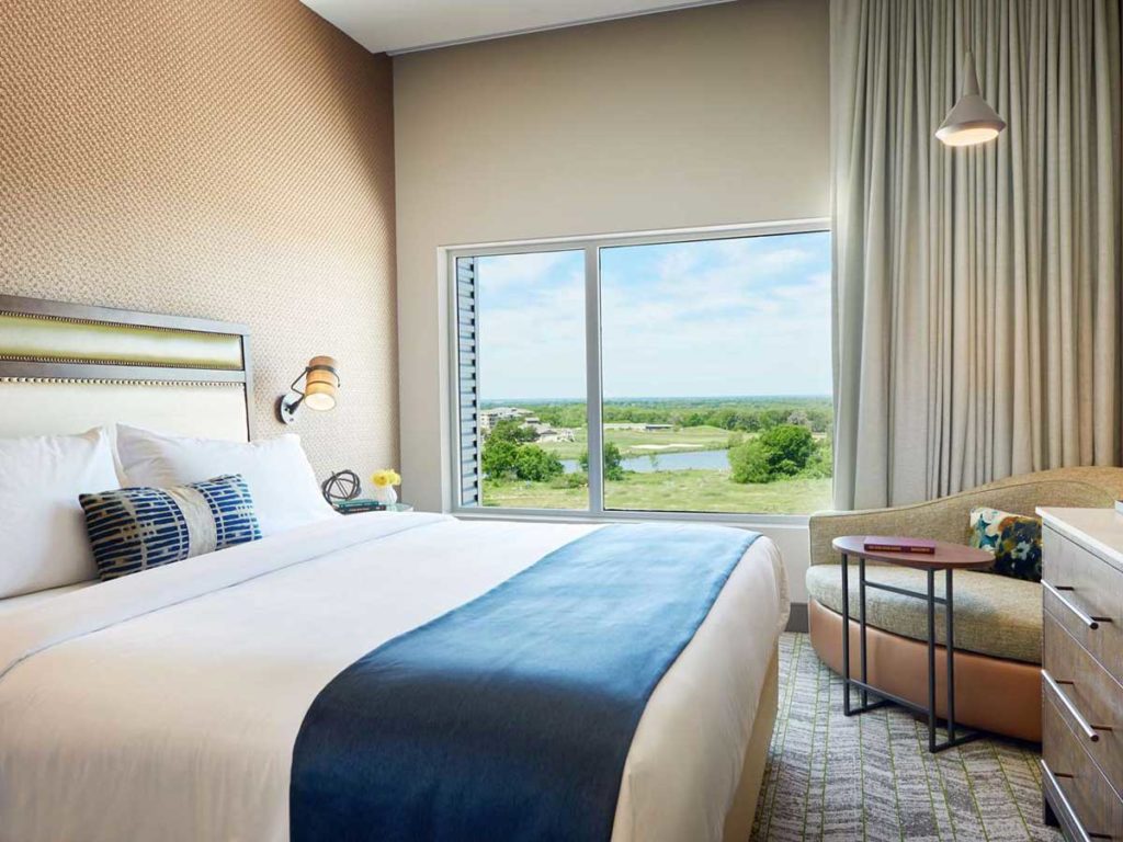 Guestroom with a lake view.