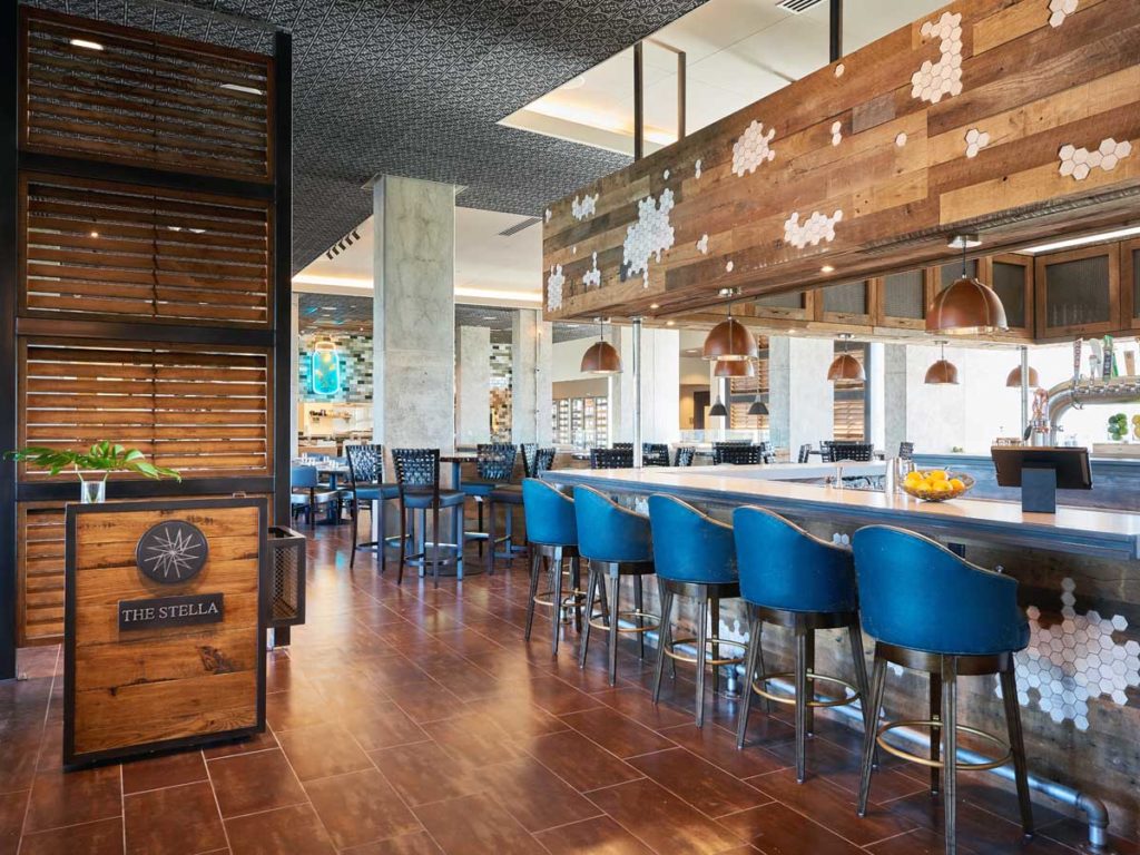Bar seating area at The Stella.