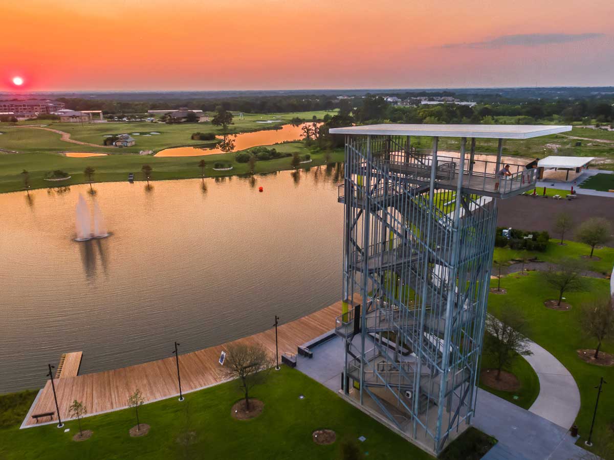 The Lakewalk at sunset.