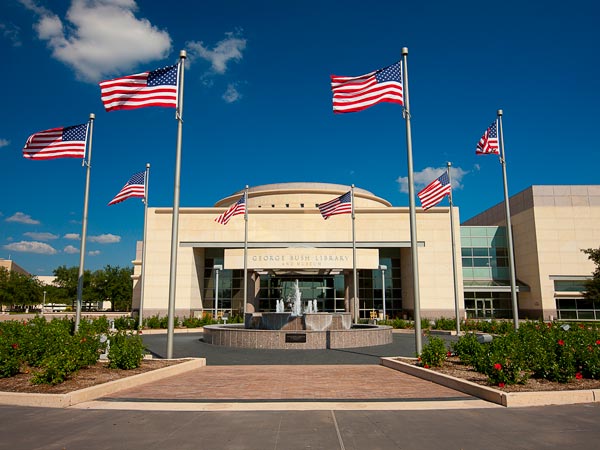 The entrance to the George H.W. Bush library and museum.